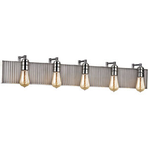 Corrugated Steel 5 Light 40 inch Polished Nickel with Weathered Zinc Vanity Light Wall Light