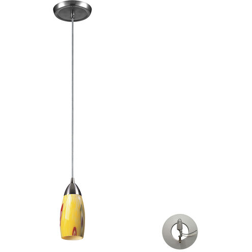 Milan 1 Light 3 inch Satin Nickel Mini Pendant Ceiling Light in Yellow Blaze