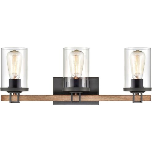 Holdfast 3 Light 22 inch Charcoal with Beechwood Vanity Light Wall Light