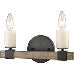 Stone Manor 2 Light 12 inch Matte Black with Aspen Vanity Light Wall Light