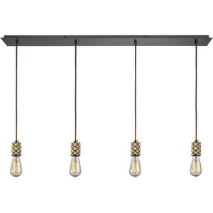Camley 4 Light 46 inch Oil Rubbed Bronze with Polished Gold Multi Pendant Ceiling Light in Linear, Configurable