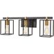Cloe 3 Light 26 inch Matte Black with Brushed Brass Vanity Light Wall Light
