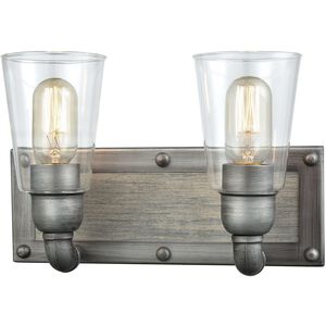 Platform 2 Light 13 inch Weathered Zinc Vanity Light Wall Light