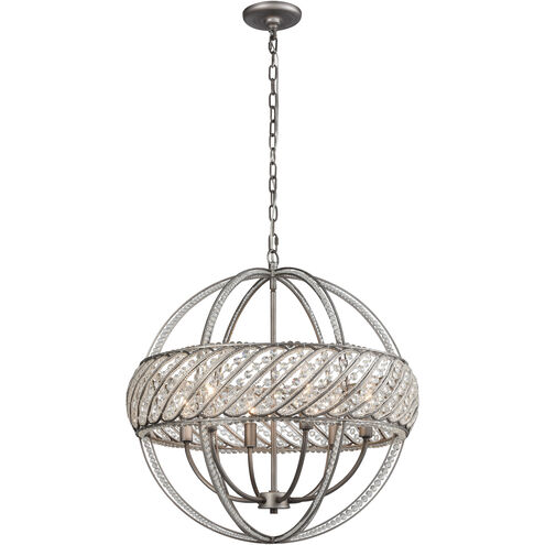 Bradington 6 Light 23 inch Weathered Zinc Chandelier Ceiling Light