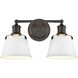 Holgate 2 Light 15 inch Charcoal with Enamel White Vanity Light Wall Light
