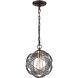 Concentric 1 Light 9 inch Oil Rubbed Bronze with Satin Brass and Clear Mini Pendant Ceiling Light