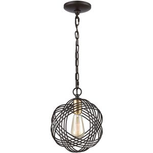 Concentric 1 Light 9 inch Oil Rubbed Bronze with Satin Brass and Clear Mini Pendant Ceiling Light