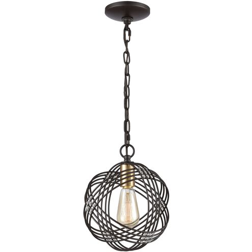 Concentric 1 Light 9 inch Oil Rubbed Bronze with Satin Brass and Clear Mini Pendant Ceiling Light
