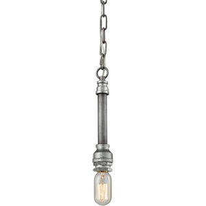 Cast Iron Pipe 1 Light 2 inch Weathered Zinc with Silver Mini Pendant Ceiling Light