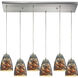 Abstractions 6 Light 30 inch Satin Nickel Multi Pendant Ceiling Light, Configurable