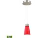 Coppa 1 Light 5 inch Satin Nickel with Red Mini Pendant Ceiling Light