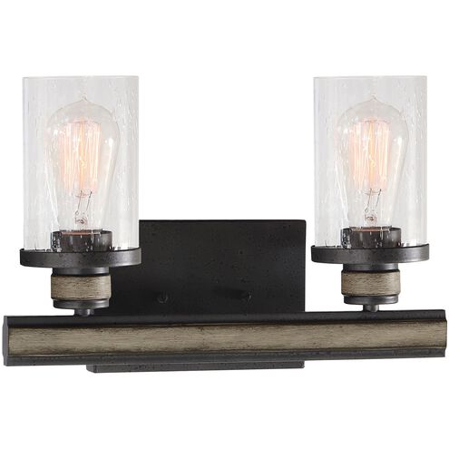 Beaufort 2 Light 14 inch Anvil Iron with Distressed Antiqued Gray Vanity Light Wall Light