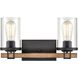 Holdfast 2 Light 15 inch Charcoal with Beechwood Vanity Light Wall Light