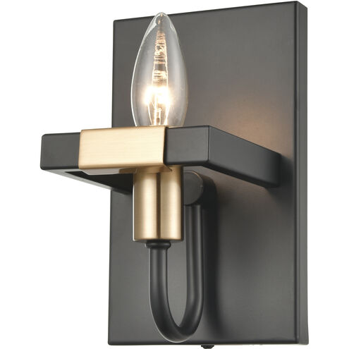 Heathrow 1 Light 5 inch Matte Black with Satin Brass Vanity Light Wall Light