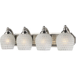 Mix-N-Match 4 Light 27 inch Satin Nickel Vanity Light Wall Light in White Mosaic Glass, Incandescent