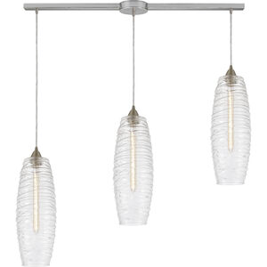 Liz 3 Light 36 inch Satin Nickel Multi Pendant Ceiling Light in Linear with Recessed Adapter