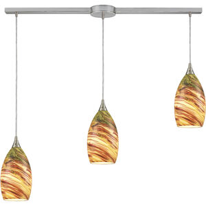 Collanino 3 Light 38 inch Satin Nickel Multi Pendant Ceiling Light in Linear with Recessed Adapter, Configurable