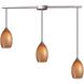 Mulinello 3 Light 5 inch Satin Nickel with Burnt Orange Mini Pendant Ceiling Light in Cocoa