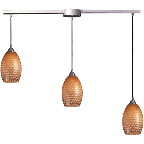 Mulinello 3 Light 5 inch Satin Nickel with Burnt Orange Mini Pendant Ceiling Light in Cocoa