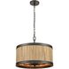 Wooden Barrel 6 Light 19 inch Oil Rubbed Bronze with Natural Chandelier Ceiling Light