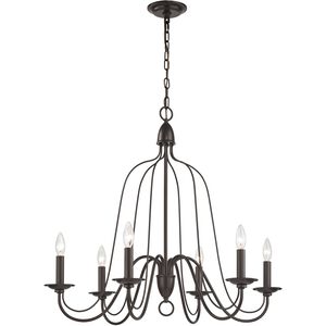 Monroe 6 Light 30 inch Oil Rubbed Bronze Chandelier Ceiling Light