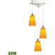 Coppa 3 Light 11 inch Chrome with Yellow Mini Pendant Ceiling Light
