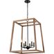 Barrow 6 Light 22 inch Matte Black with Birchwood Chandelier Ceiling Light