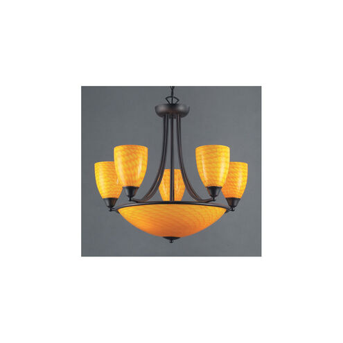 Arco Baleno 8 Light 23 inch Dark Rust with Yellow Chandelier Ceiling Light