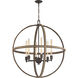 Natural Rope 6 Light 34 inch Oil Rubbed Bronze Chandelier Ceiling Light