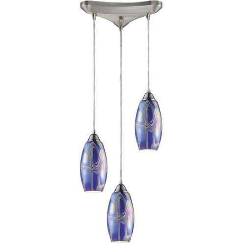 Iridescence 3 Light 10 inch Satin Nickel Multi Pendant Ceiling Light, Configurable