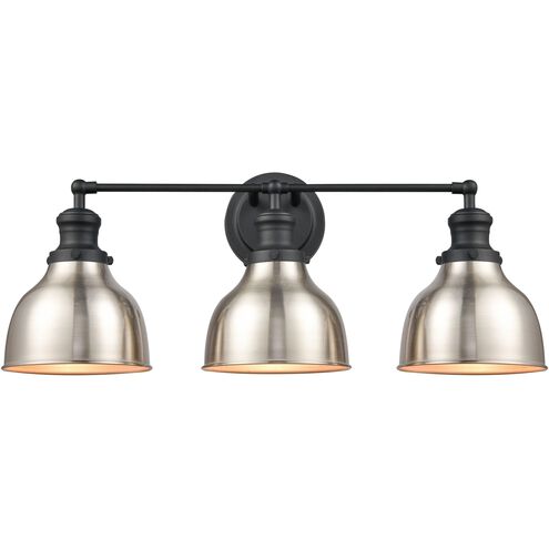 Haralson 3 Light 24 inch Charcoal with Satin Nickel Vanity Light Wall Light
