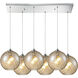 Watersphere 6 Light 33 inch Polished Chrome Multi Pendant Ceiling Light in Champagne, Configurable
