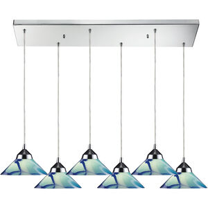 Refraction LED 30 inch Polished Chrome Multi Pendant Ceiling Light in Carribean, Configurable