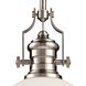 Chadwick 1 Light 13 inch Satin Nickel with White Pendant Ceiling Light in Incandescent