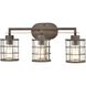 Gilbert 3 Light 24 inch Rusted Coffee with Light Wood Vanity Light Wall Light