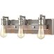 Gridiron 3 Light 21 inch Weathered Zinc with Polished Nickel Vanity Light Wall Light
