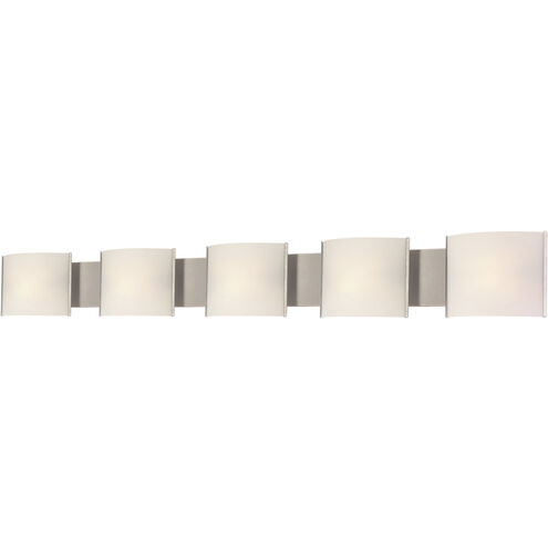 Pannelli 5 Light 52 inch Stainless Steel Vanity Light Wall Light in White Opal