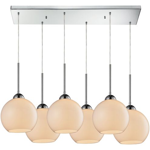 Cassandra 6 Light 30 inch Polished Chrome Mini Pendant Ceiling Light in White