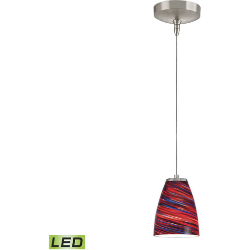 Low Voltage LED 5 inch Brushed Nickel with Red Mini Pendant Ceiling Light in Red Twist