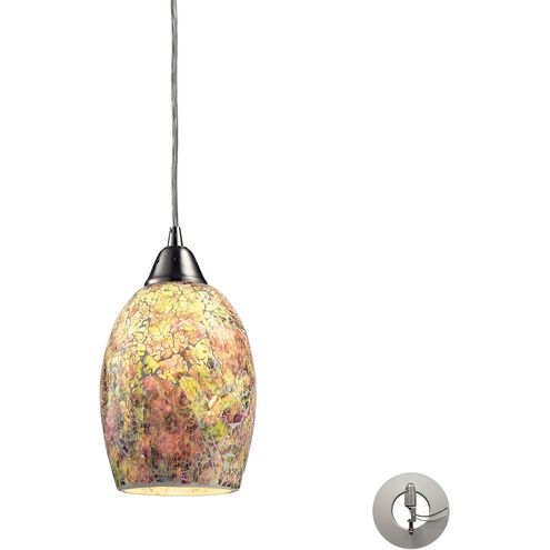Avalon 1 Light 5 inch Satin Nickel with Multicolor Mini Pendant Ceiling Light