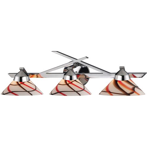 Refraction 3 Light 25 inch Polished Chrome Vanity Light Wall Light in Caramel/Red/White