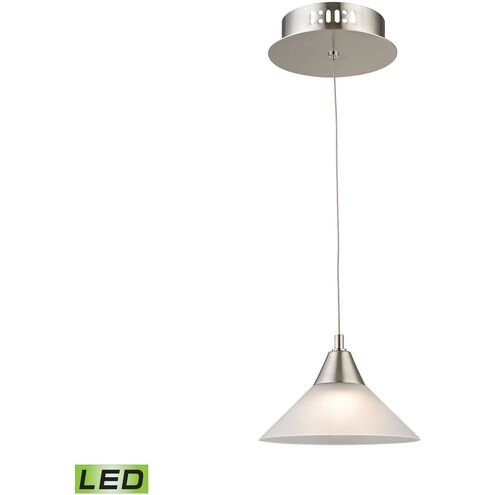 Cono 1 Light 7 inch Satin Nickel with White Mini Pendant Ceiling Light in White Opal