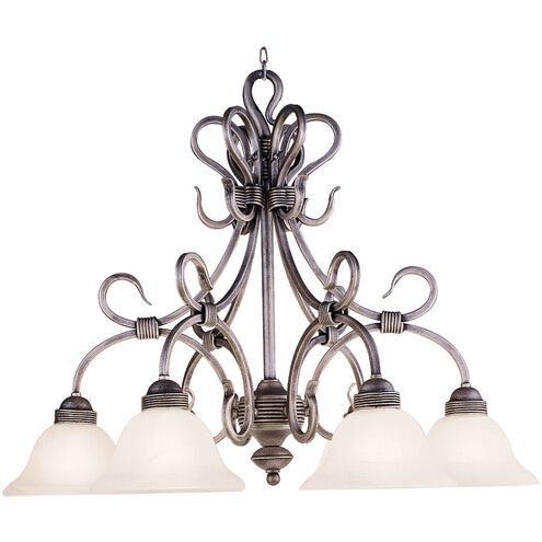 Buckingham 6 Light 29 inch Antique Silver with White Chandelier Ceiling Light
