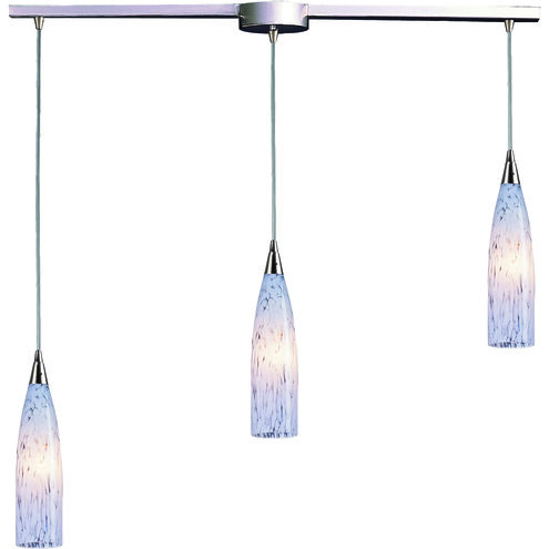 Lungo 3 Light 36 inch Satin Nickel Mini Pendant Ceiling Light in Snow White Glass
