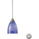 Arco Baleno 1 Light 5 inch Satin Nickel Mini Pendant Ceiling Light in Sapphire Glass