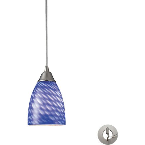 Arco Baleno 1 Light 5 inch Satin Nickel Mini Pendant Ceiling Light in Sapphire Glass