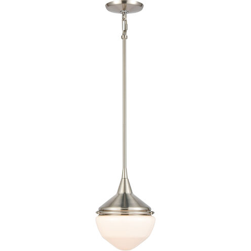 Mid-Century Schoolhouse 1 Light 8 inch Satin Nickel Mini Pendant Ceiling Light