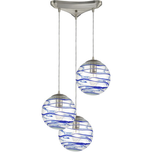 Vines 3 Light 12 inch Satin Nickel Mini Pendant Ceiling Light