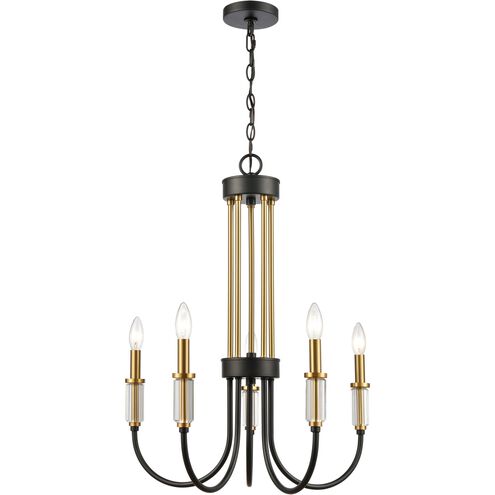 Glendon 5 Light 22 inch Matte Black with Burnished Brass Chandelier Ceiling Light