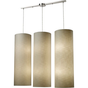 Fabric Cylinders LED 43 inch Satin Nickel Multi Pendant Ceiling Light in 12, Configurable